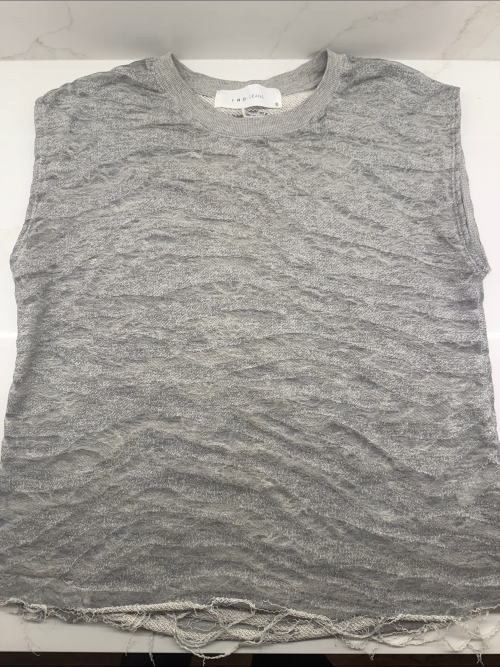 IRO Light Gray Textured Sleeveless Knit Top